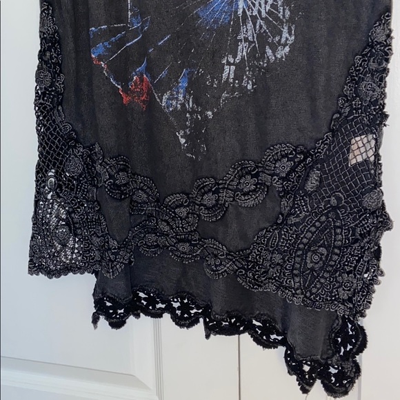 Free People Graphic Tee with Lace Detail Size S - Picture 2 of 5